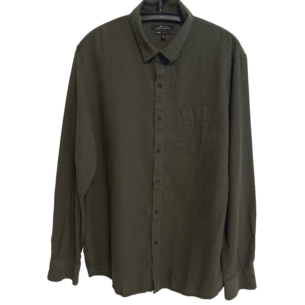 Marc Anthony Mens Long Sleeve Button Linen Shirt XL Classic Night Out Casual